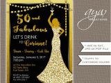 Womans 50th Birthday Invitations 50th Birthday Party Invitations Woman Bling Dress 40th