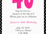 Wording for 40th Birthday Party Invitations 40th Birthday Party Invitation Wording Free Printable